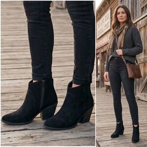 Time and Tru Women's Ankle Boots Size 8.5 Color Black Faux Suede